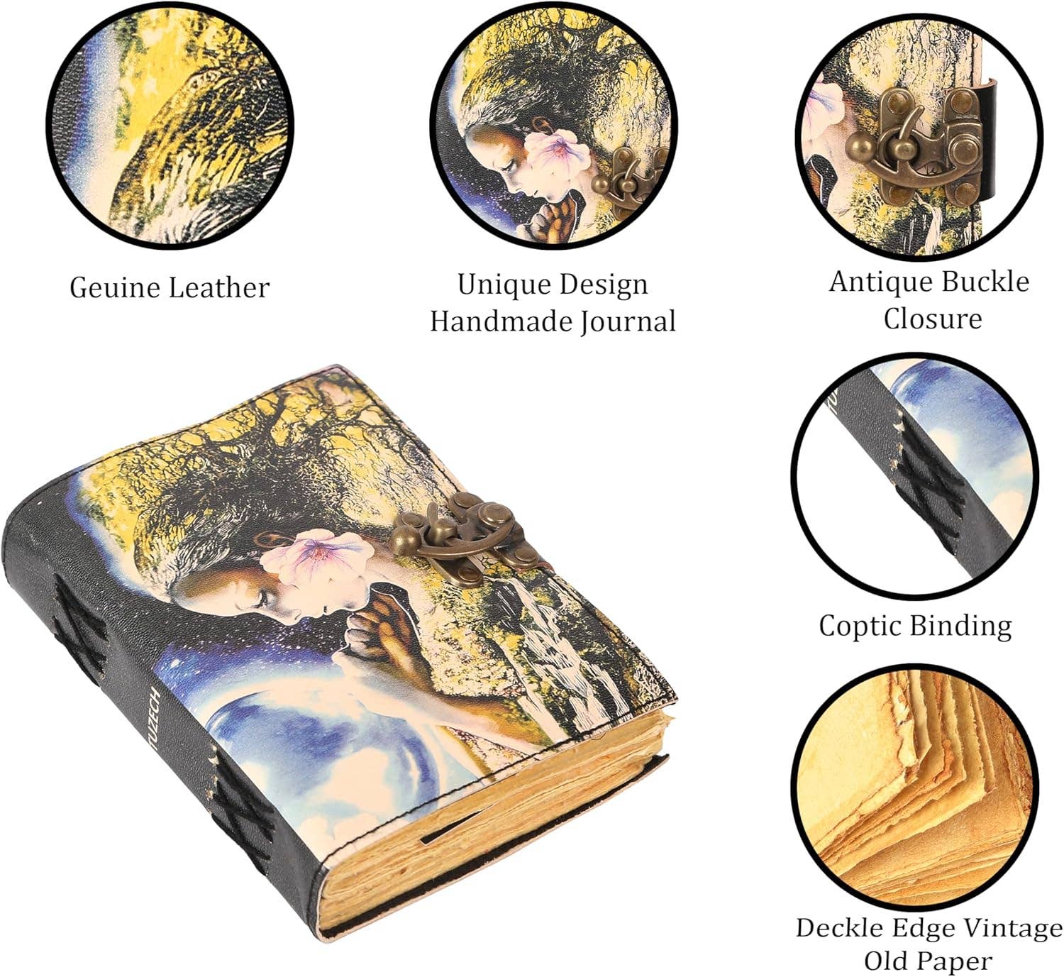 Tuzech Leather – wholesale Journal och dagbok – TUZECH läderklätt anteckningsbok med grimoirestil och ojämna kanter för män och kvinnor95