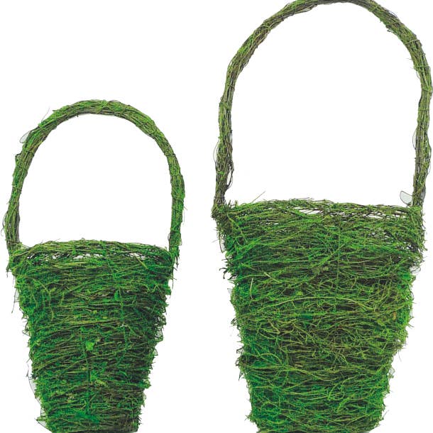 Sæt med halvkurve i mos 18 tommer x 8,5 x 4,5 og 14 tommer x 7 x 3,5 62066SET for engroshandel hos Trendy tree