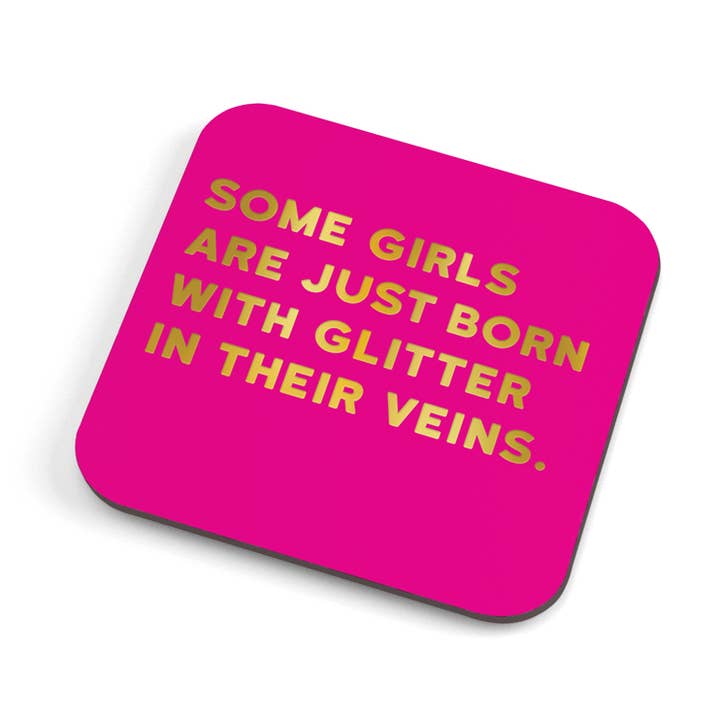 Glitter Coaster - cork backed and reusable! for wholesale by Redback Cards - ALL duties and tariffs paid