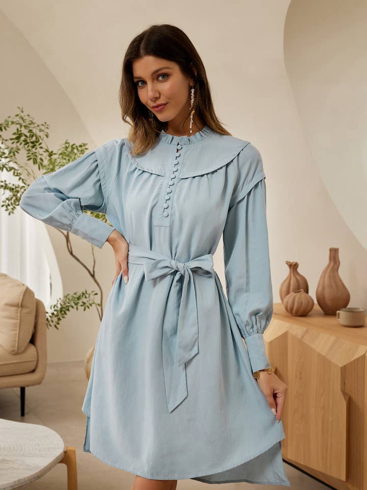 FR0125-LIGHT BLUE | Joana | Lyocell Nightgown Dress for wholesale by Frieeah
