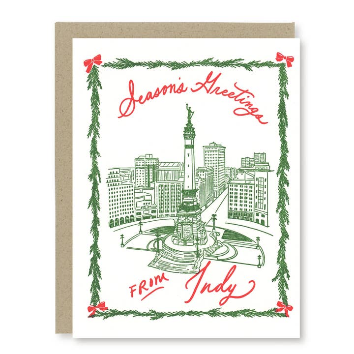 Indianapolis Holiday Card | Indianapolis Christmas Card for wholesale by Kindred Letterpress