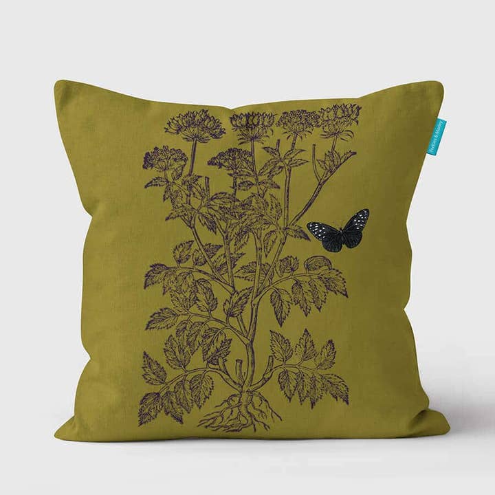 Burr Parsley Grünes Kissen für den Großhandel von Perkins & Morley