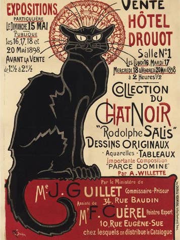 Chat Noir Art Poster Print by Th̩ophile-Alexandre Steinlen 1898 30x40cm for wholesale by On The Wall Art Ltd