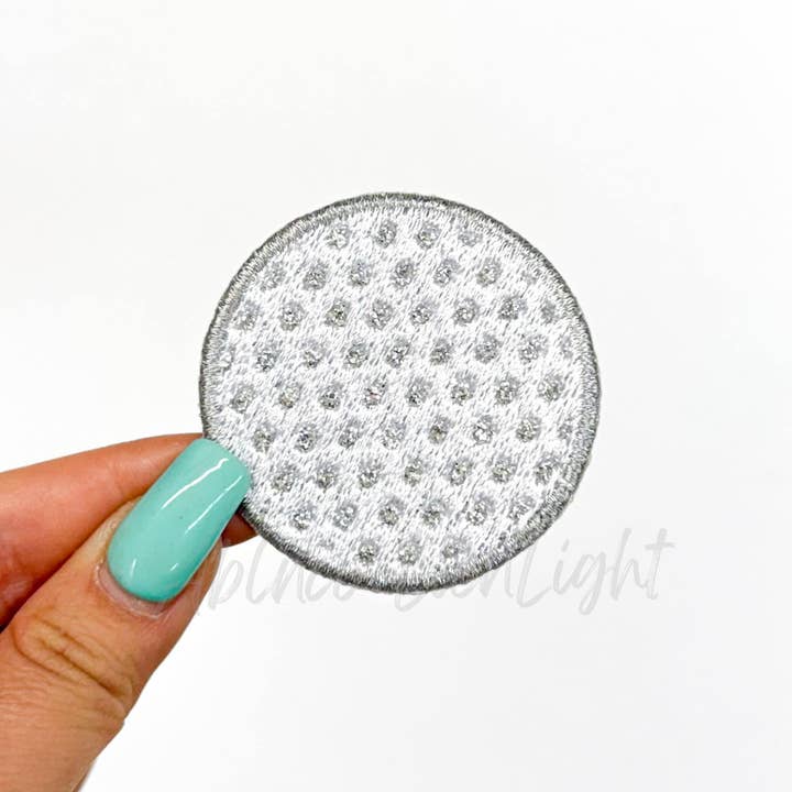 ABLNco - Wholesale Patch - 2” golf ball glitter embroidery patch iron on