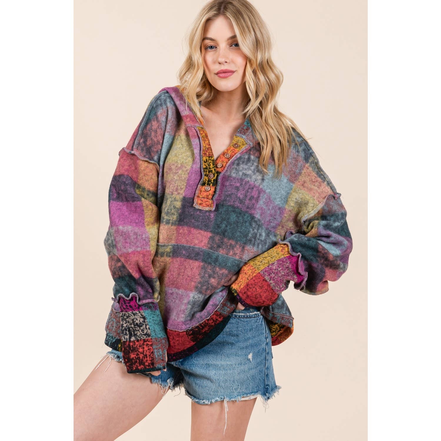 Mapcie - Wholesale Jacket - Women's - MULTI PLAID PULL OVER WITH POCKETS5