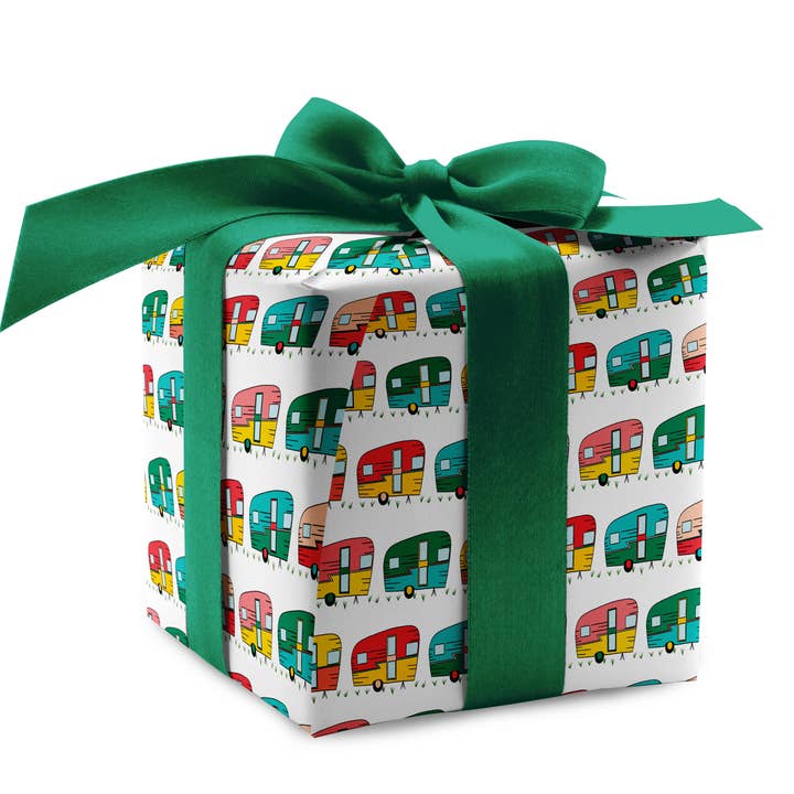 Hit the Road Wrapping Paper–Retro Camper Gift Wrap(2 Sheets) for wholesale by Rebecca Jane Woolbright