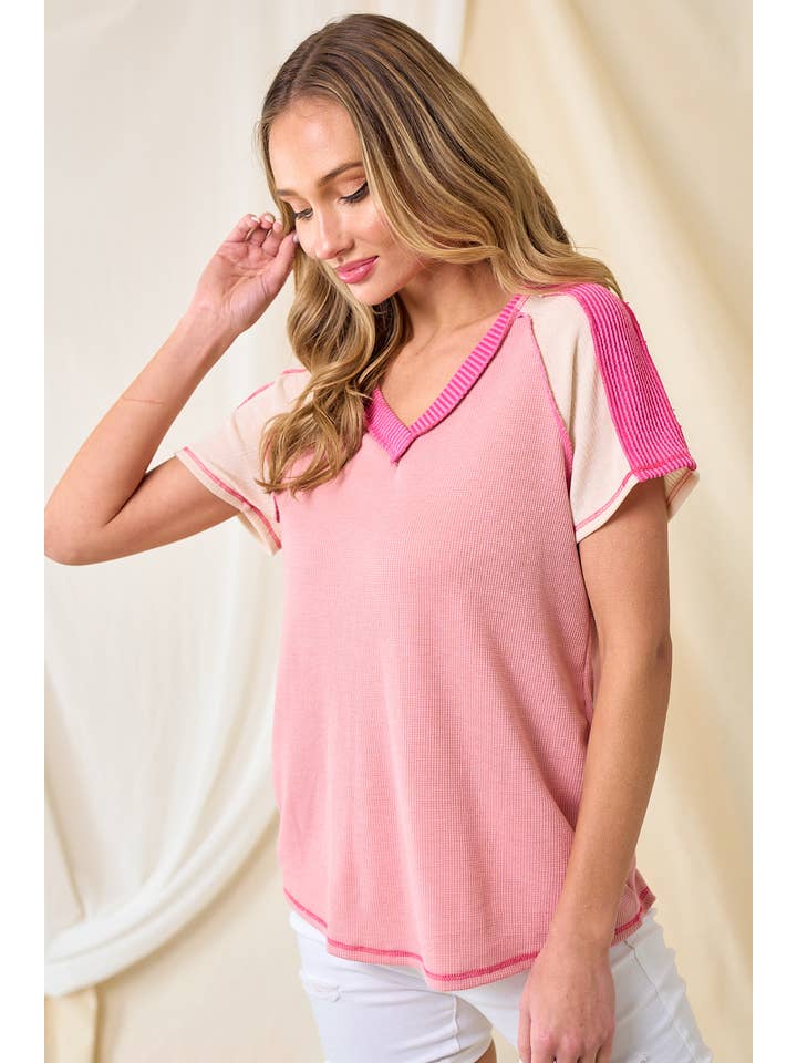 lovely melody - Wholesale Knit Top - Women's - LMT3878-Clarissas Color block top3