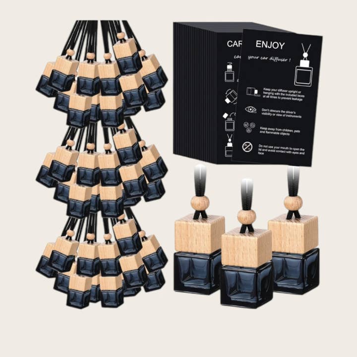 Black glass car air freshener empty bottles for wholesale by Ella Blue