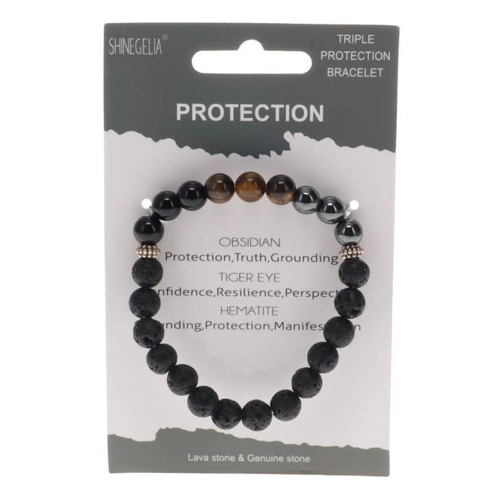 WONDER IMPORTS AUSTRALIA - Wholesale Beaded bracelet - Protection Triple Protection Crystal Bracelet 8mm