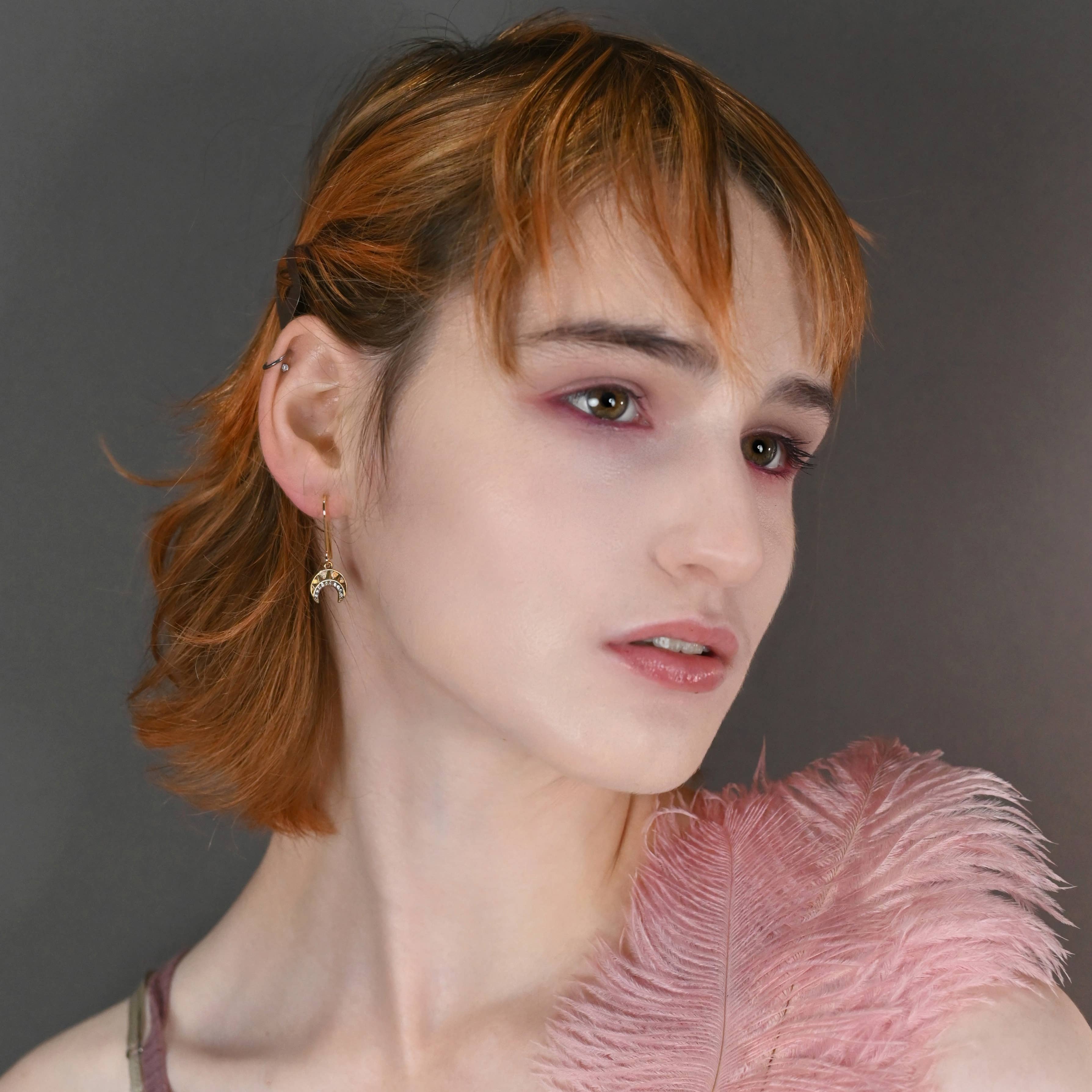 KBD Studio - Wholesale Dangle Earrings - Vintage Deco Crescents w/ Tiny Crystals Earrings2