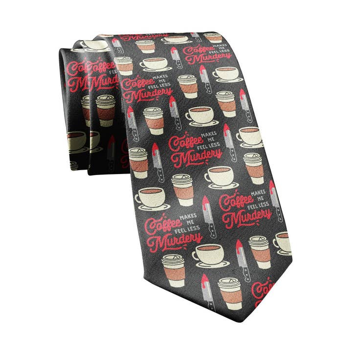 Coffee Makes Me Feel Less Murdery Neck Tie Novelty Necktie for wholesale by Crazy Dog T-Shirts