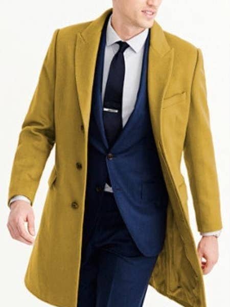 Herr Carcoat - Sand Three Quarter Peak Lapel Topplack för wholesale av Alberto Nardoni