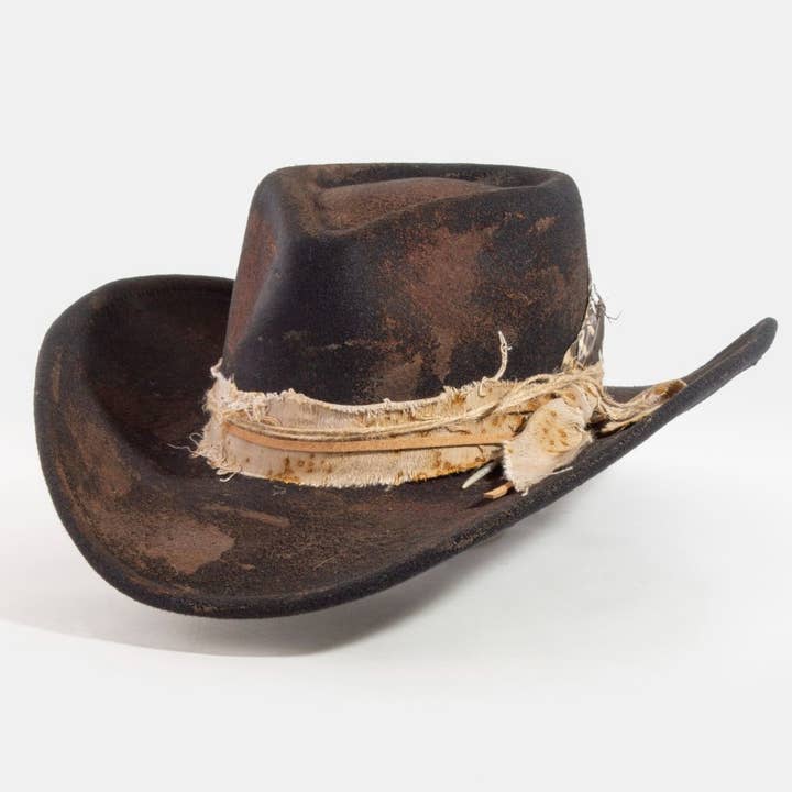 Rustic Feather Strap Western Cowboy Hat for wholesale by Collections by Fame Accessories