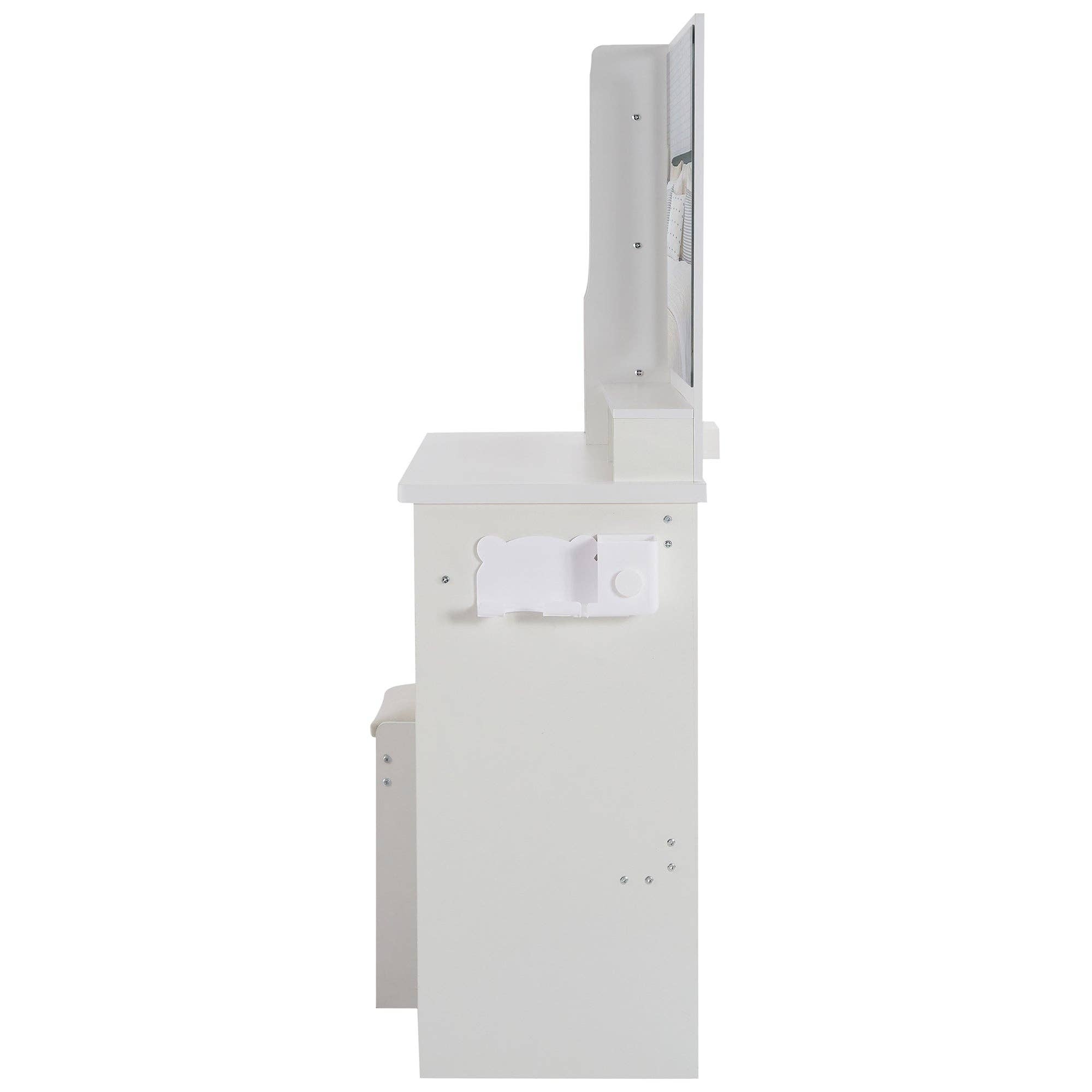 39F Inc. - Vente Miroir de courtoisie - Ensemble de coiffeuse blanche de 41'' avec station d'alimentation et miroir LED19