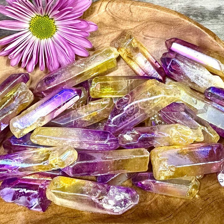KayleeNYC - Wholesale Spiritual Stone/Crystal - Wholesale Lot 1 Lb Rainbow Aura Quartz Wand Tumble Crystal