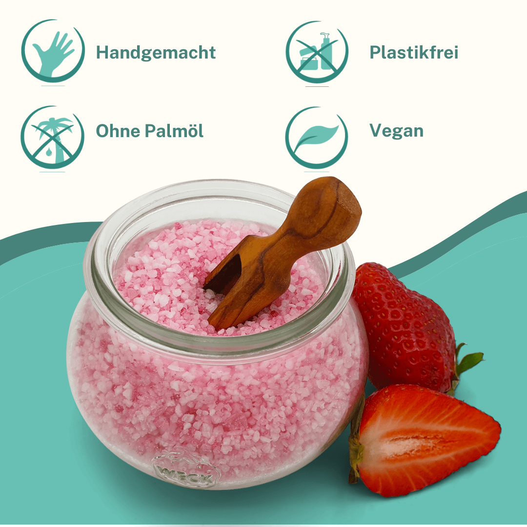 Kleine Auszeit Manufaktur - Vente Sel de bain - Sel de bain parfum fraise-champagne2