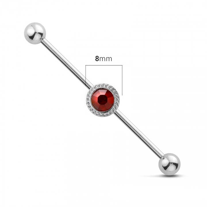 CRAVE BODY JEWELRY - Vendita all'ingrosso Orecchini singoli - BILANCIERE INDUSTRIALE RUBINO IN ACCIAIO CHIRURGICO 316L