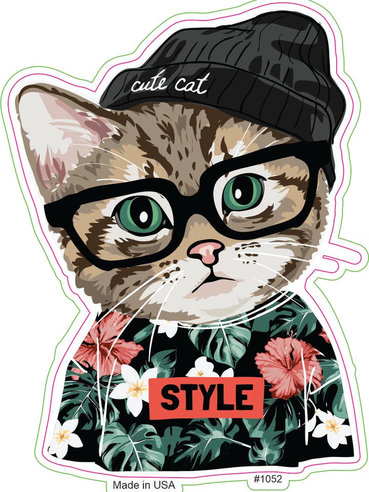 Cute Stylish Cat Sticker for wholesale by Big monkey
