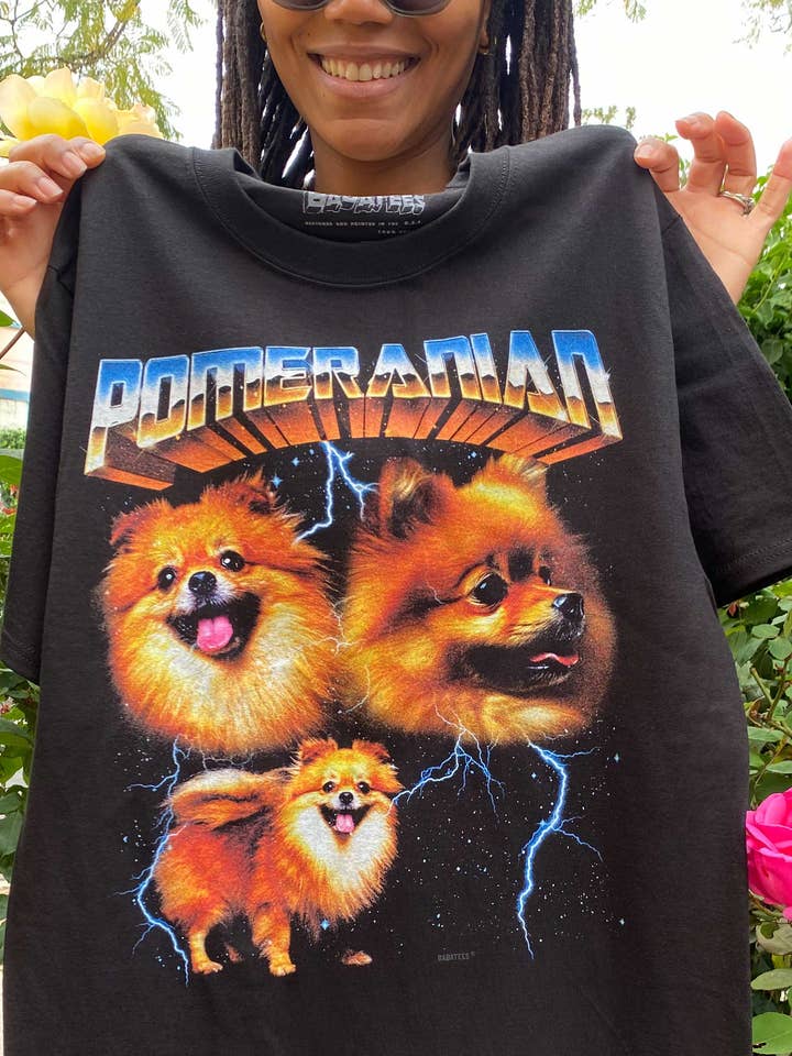 Pomeranian Tshirt for Men & Women Heavy Metal 80s 90s Style for wholesale by BabaTees