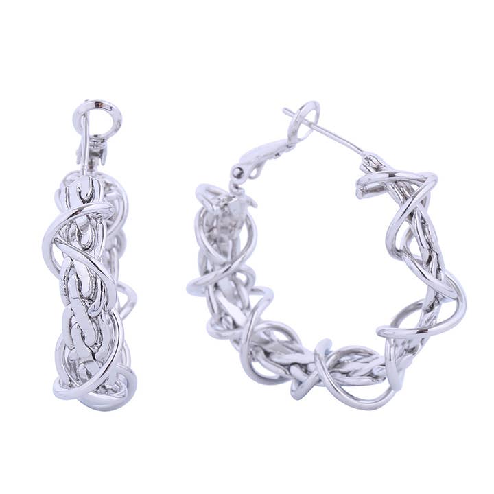 Aretes Omega trenzados enredados bañados en oro de 14 quilates para venta al por mayor de Fashion City