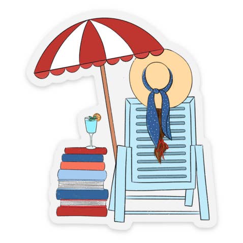 Clear Beach Day Sticker 2.6x3in for wholesale by Elyse Breanne Design