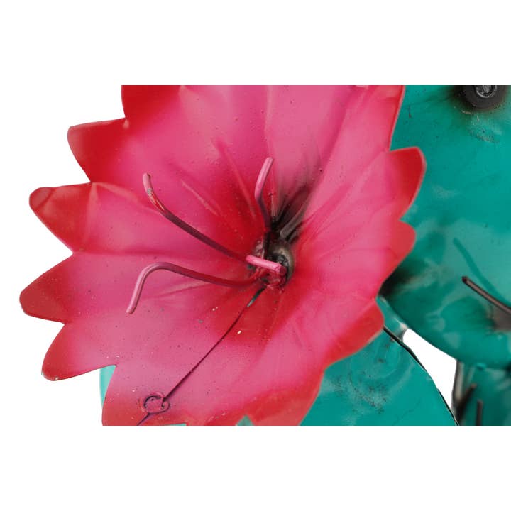 My Amigos Imports – wholesale Outdoor ornament/decor – Blooming Metal Prickly Cactus-Garden-Yard Art-8x8x17H inches6