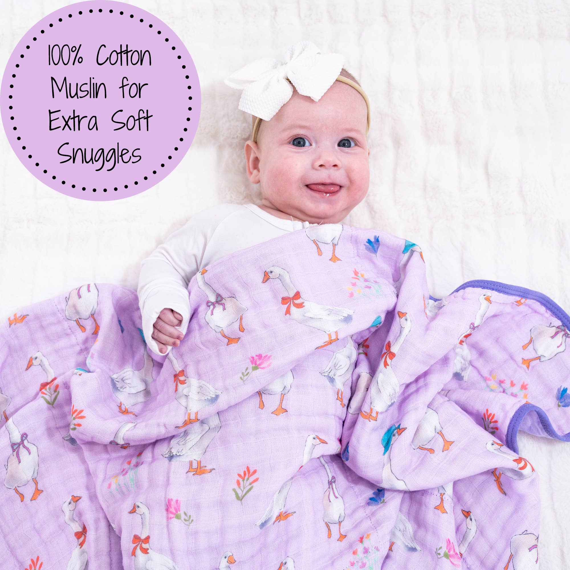 LollyBanks – wholesale Bedding blanket – Kids & Baby – Cute Goose Baby Toddler Cotton Muslin Blanket  47"x47"1