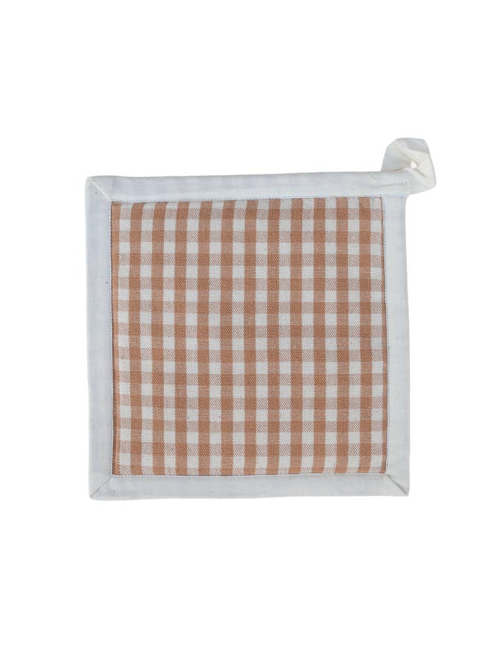 Tan Gingham Pot Holder for wholesale by kd weave