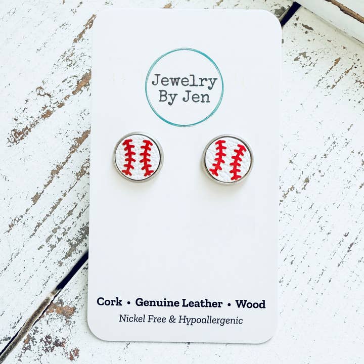 Stud Earrings: Baseball for wholesale by Jewelry By Jen