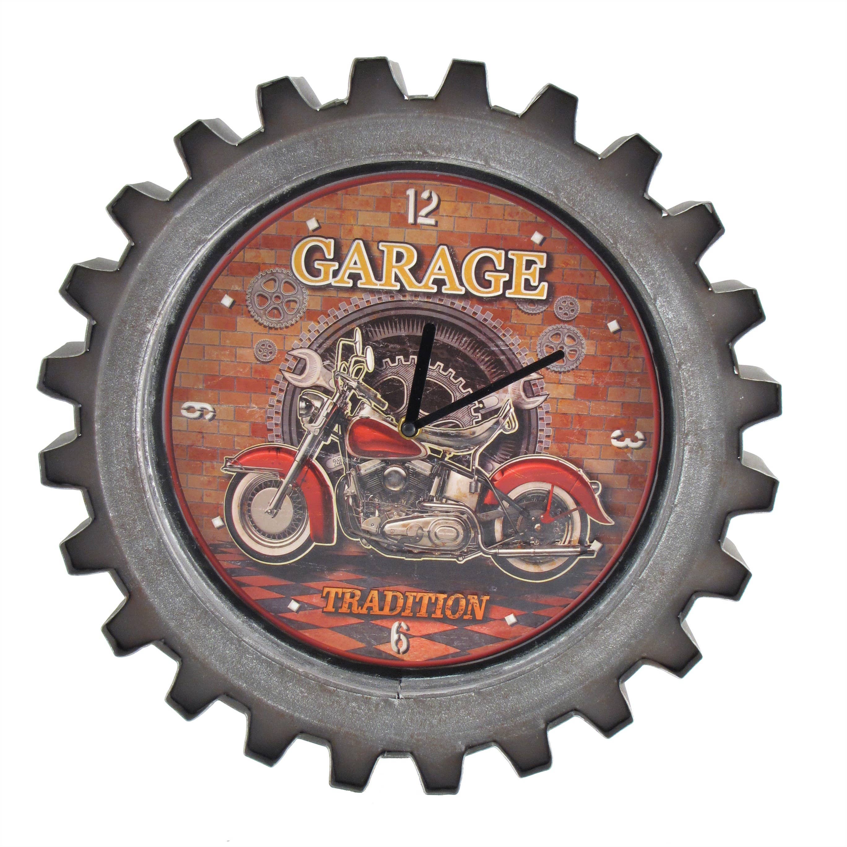 Zaer Ltd. International - Vente Horloges murales - Horloges de moto en forme d'engrenage de style vintage - 6 styles Asst5