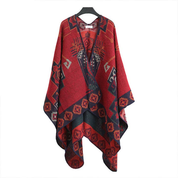 Winter Poncho red for wholesale by Emilie collection
