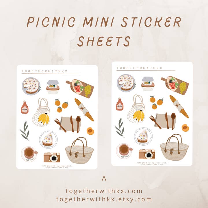 Picnic Mini Sticker Sheet - 3 Designs for wholesale by togetherwithkx