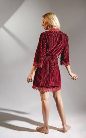KTNN Studio Inc. - Wholesale Nightgown - Women's - Burgundy Velvet Velour Nightgown2