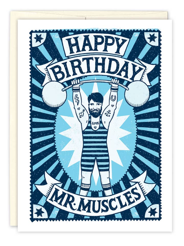 Mr Muscles Birthday Card for wholesale by Biely & Shoaf