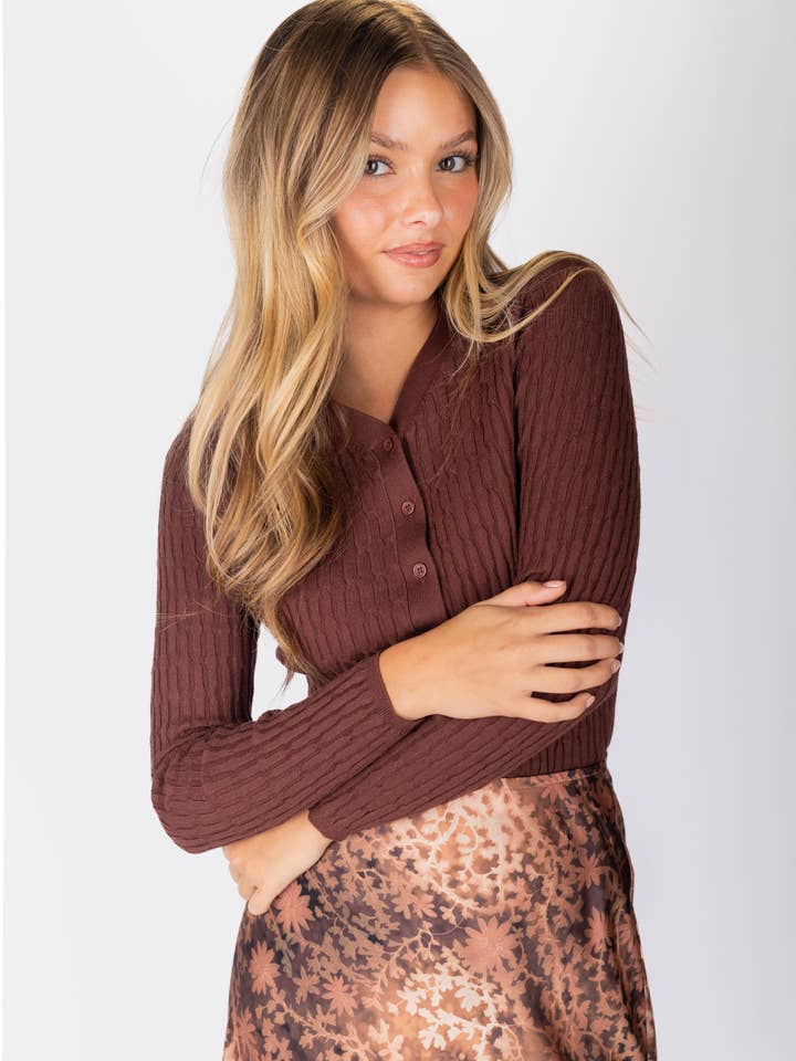 Fiora Cardigan (Dark Brown) for wholesale by Yakira Bella