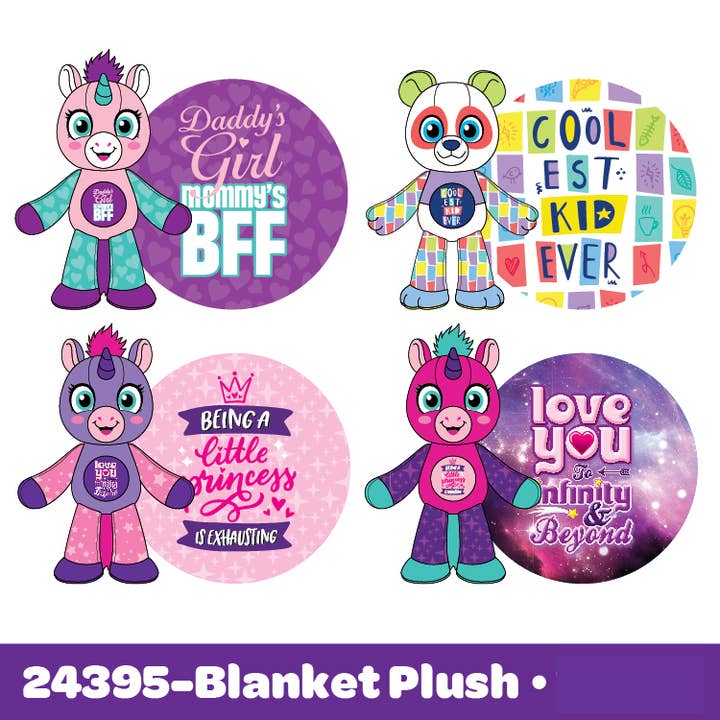 Novelty Brands - Wholesale Stuffed/Plush Toy - Kids & Baby - Kids Blanket & Plush Animal Assortment- 8/Display
