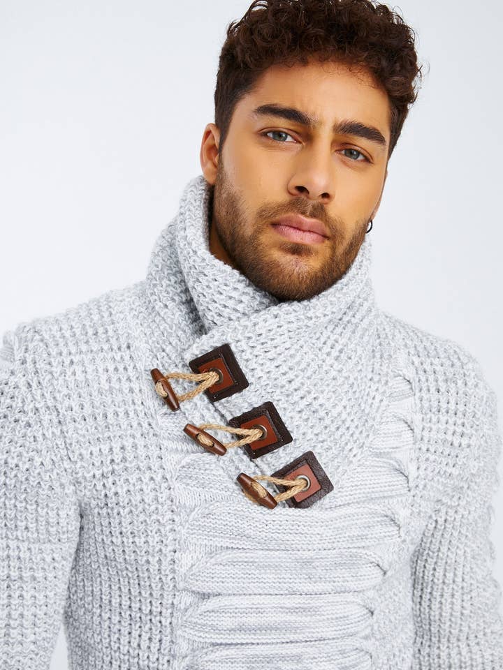 Leif Nelson GmbH - Wholesale Knit Sweater - Men's - Men's Knit Sweater Chunky Knit Shawl Collar LN-557544