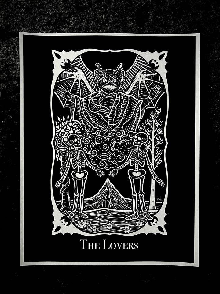 The Lovers Tarot Print 8.5"x11" Letter Size, Gothic Spirit for wholesale by Soni Graves