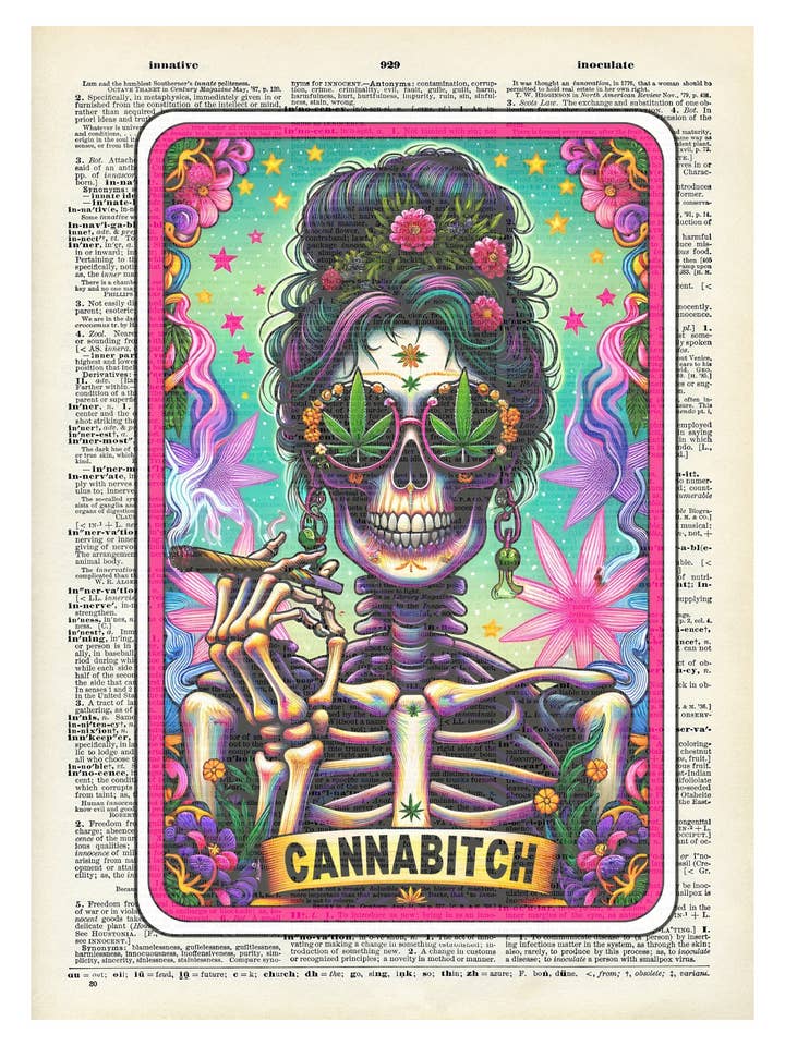 Canna bitch, tarot card, Vintage, Dictionary Prints for wholesale by Crazilyhumbledesigns