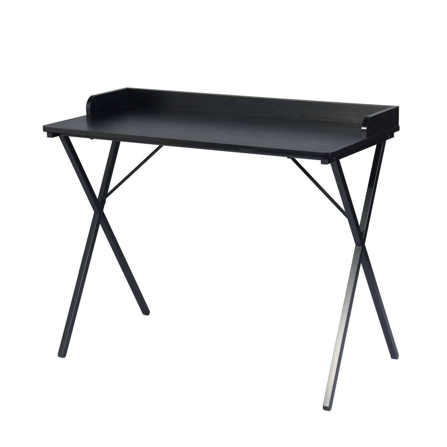 HomeRoots - Wholesale Desk Drawer - 39" Black Wood and Metal X-Shape Computer Desk3