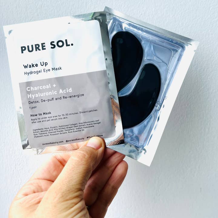 PURE SOL. - Wholesale Eye Treatment Mask - Wake Up Charcoal + Hyaluronic Acid Eye Mask - 1 pair