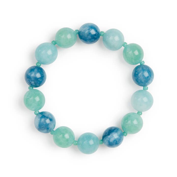 Bracciale naturale con perline in pietra di giada mista blu e verde per la vendita all'ingrosso da parte di XUXA