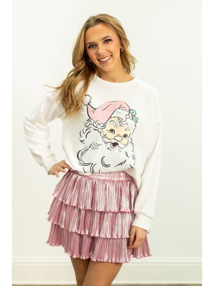 Cute Santa on Light Weight Sweatshirt, White for wholesale on Faire3