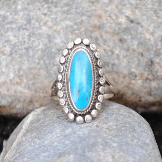 Anello vintage turchese e argento per la vendita all'ingrosso da parte di Iroquoise