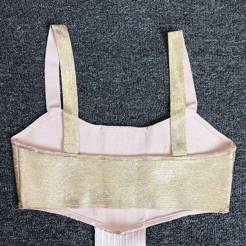 SY115 Gold Glamour Bandage Suspender Midi Skirt for wholesale on Faire10