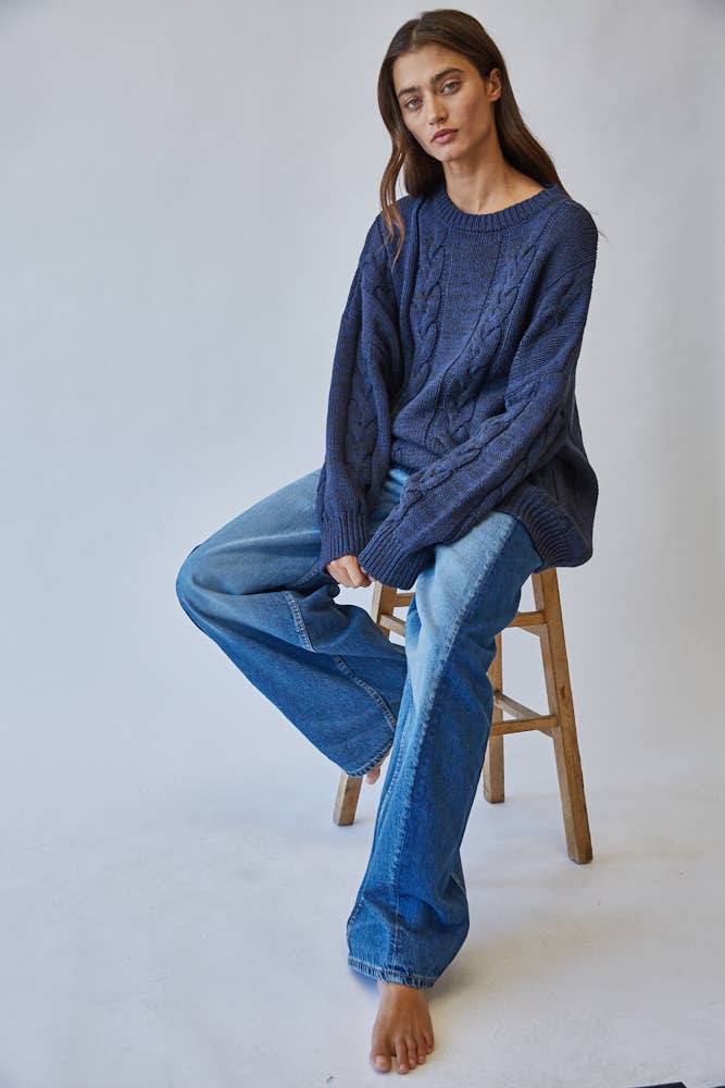 Creamon - Wholesale Knit Sweater - Women's - NSW3211-NAVY5