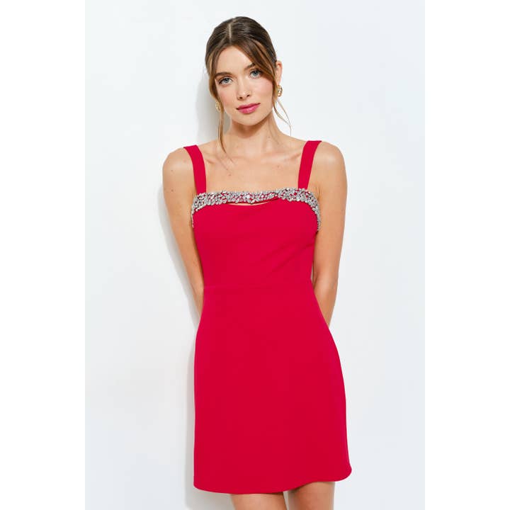 INA - Wholesale Dress - Women's - Crystal Embellished Cutout Detail Mini Dress7