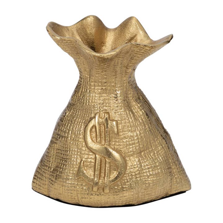 Sagebrook Home - Wholesale Decorative Figurine - Figurine - Gold Metal Modern Textured Money Bag, 7 in.4