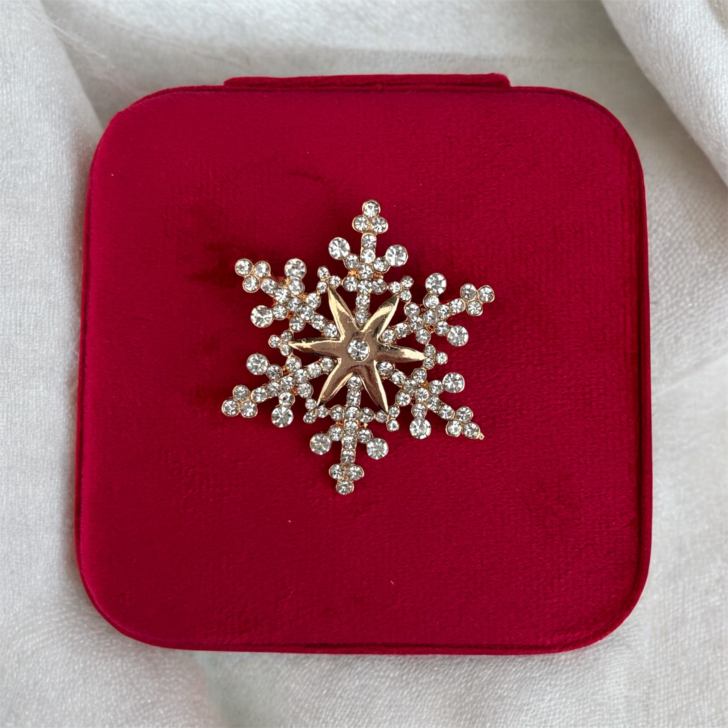 DUESTELLE ITALIA - Wholesale Jewelry Box/Organizer - Velvet Snow Jewelry Box – Velvet jewelry box with brooch5