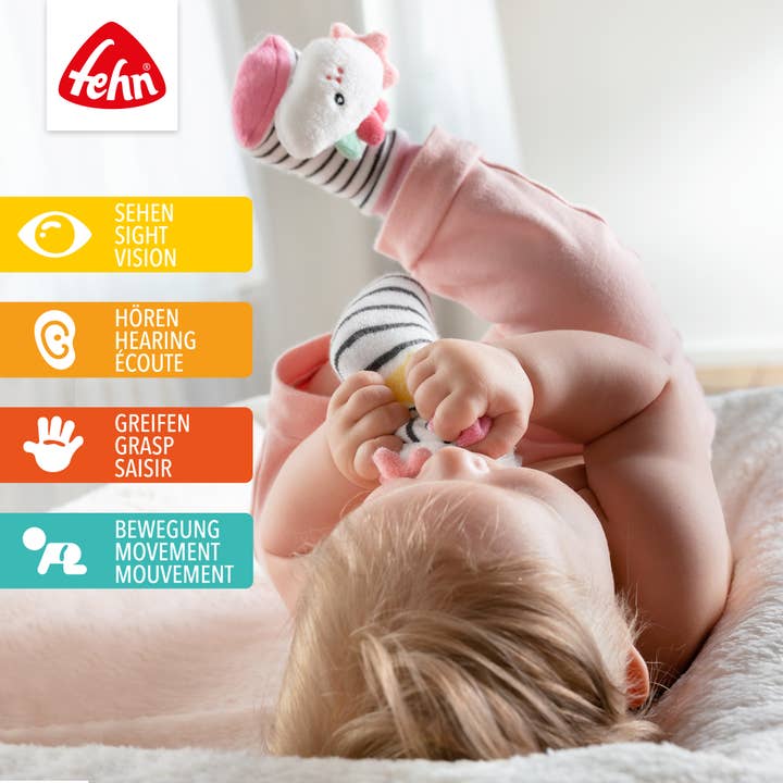 Fehn – Großhandel Socken – Baby – Rasselsocken Einhorn - Lernspielzeug von 0-12 Monate1